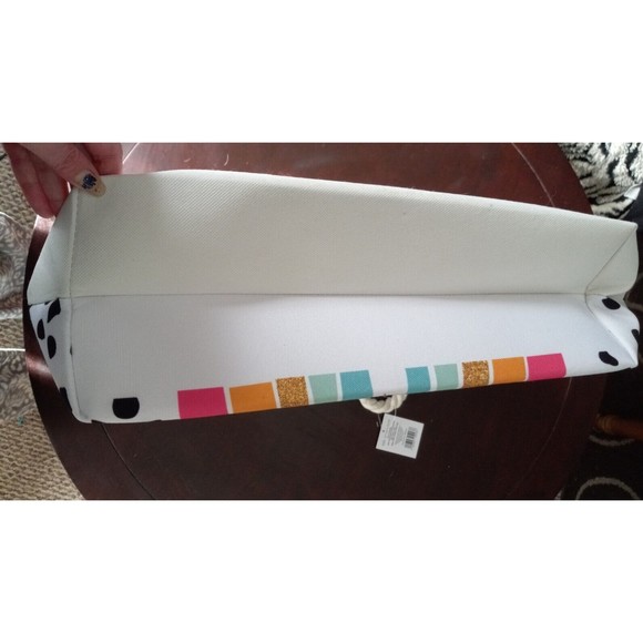 NEW Rainbow Happy Place Polka Dot Boho Beach Tote Travel Shopping Bag Glitter - Picture 11 of 16